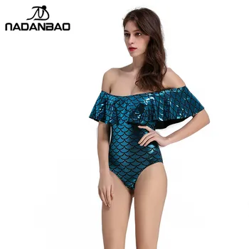NADANBAO Folha de Lótus Um Maiô de Peça Impressos em 3D Swimwear das Mulheres Sereia Maillot De Bain Femme 2021 Une Peça Puls SizeSwim Terno
