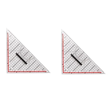 2Pcs 30 CM Desenho a Régua do Triângulo Multi-Função de Design de Desenho-Régua, Com Alça Transferidor, Régua de Medição de artigos de Papelaria