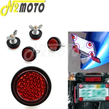 4pcs Universal Motocicleta Vermelha Reflectores de Segurança Quadro de Número de Placa de Reflectores de Segurança Com o Monte de Primavera/Etiqueta de Aviso Refletor