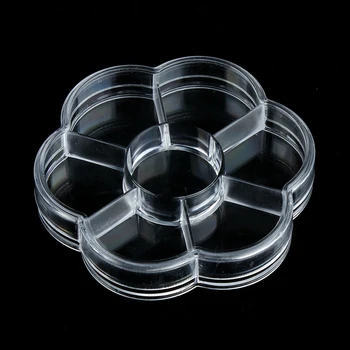 SAUVOO de Plástico Transparente de Armazenamento de 8 Grelha de 10cm Tudo Em Uma Rodada Organizador Caixa De Jóias de Grânulos de Plástico Portátil de Exibição