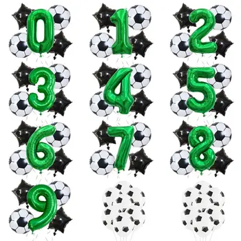 5pcs/set Verde de Futebol Balões DIY Digital de Futebol do Número de Balão de 32polegadas Hélio Folha Globos de Futebol de Meninos Tema Futebol