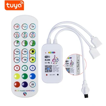 Remoto/Bluetooth/Tuya Wifi Controle RGB LEVOU Luz Strip Controlador DC 5-24V Com Música Modo de Microfone Para a Decoração do Partido