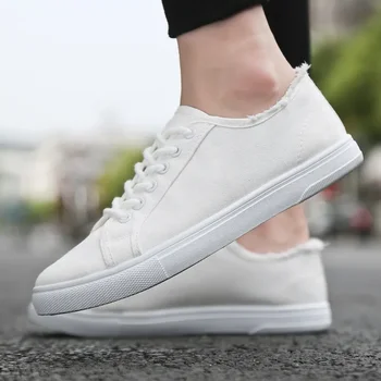 Sapatos de lona de Homens de Baixa Superior Sola Macia Branca Pequena de Sapatos Moda Casual Slip-Aluno, a Tendência