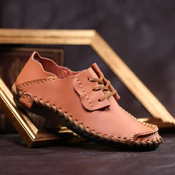 Tamanho 38-50 de Alta Qualidade, Elegantes, Homens de verdadeiro Sapatos de Couro Costurado a Mão Casuais Sapatos de Couro Designer de Sapatos Homens Sapatos Sapatos