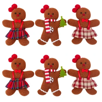 3 Pcs/Set Decoração de Natal Gingerbread Man para Boneca Pingentes de Árvore de Natal Pendurando Enfeites