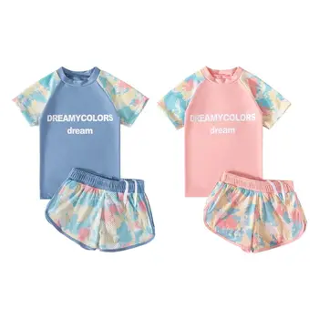 Sólida Beachwear de Secagem Rápida para Crianças Maiô Dividir Maiô de Natação, Fatos de Protecção roupa de Banho