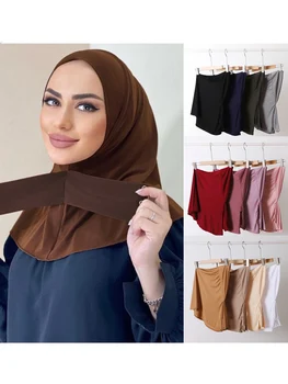 Islã Clássico Mulheres Pronto-A-Vestir Fecho De Pressão Hijabs Para A Mulher Cobertura Completa Envoltórios De Cabeça Lenço De Turbante Caps Turbante Mujer