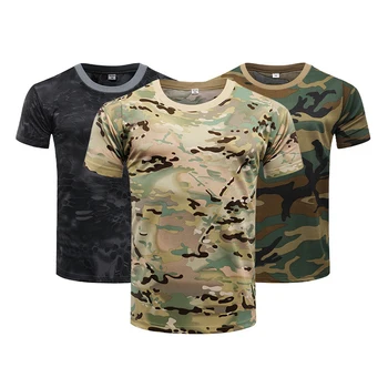 Desporto T-Shirt De Manga Curta Tático Camisa Exercício De Treinamento Com Roupas Do Exército Militar Camisas De Uniforme Sportswear Respirável Tees
