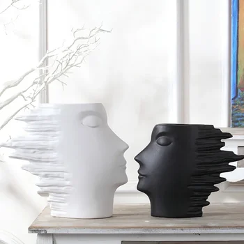 Filho do vento ornamentos de cerâmica Nórdicos arte criativa rosto casa sala de estudo com decorativas, flores secas vaso