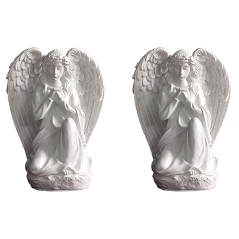 2X Anjo da guarda Estátua Prateleira da Sala de estar Decoração do Quarto Figuras Orando Querubim Adoráveis Anjos Estátuas Para as Mulheres