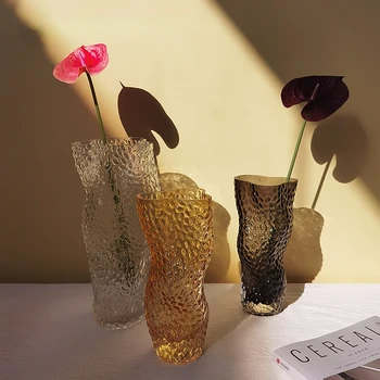 Simples Nórdicos Designer De Luz De Vidro Transparente Vaso De Flores Ornamentos Convidado Restaurante Decorações