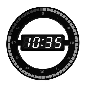 Relógio de parede simples anel do DIODO emissor de relógio redondo mudo Digital relógio eletrônico de 12 polegadas