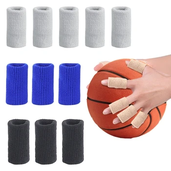 10Pcs Elastic Esportes Dedo Mangas Artrite Suporte de proteção para os Dedos Polegar Talas de Basquetebol de rua, Vôlei de Proteção de Dedo