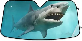 3D Tubarão pára-brisa do Carro pára-Sol Blocos UV, Viseira de Guarda-chuva e Danificado Fácil De Usar se adapta a Todos os Tamanhos de para-brisas