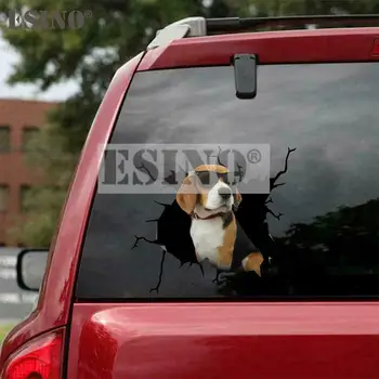 Estilo carro Engraçado Linda Beagle Rachado Cão de Estimação de Acessórios de Carro Criativo de PVC Impermeável Adesivo de Carro do Corpo Inteiro de Vinil Decalque