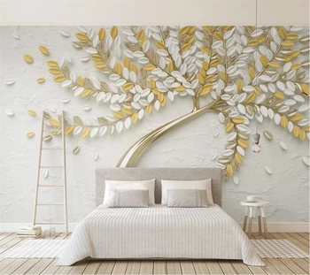 wellyu papel de parede Personalizado 3D murais de nova árvore em relevo обои golden fortune árvore de PLANO de fundo de parede de sala de estar, quarto, papel de parede 3d
