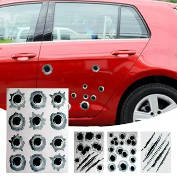 Prática 4 Folha Inovadoras Impermeável 3D Buraco Carro do Lado de autocolantes de Vinil Carro Etiqueta Lado Atraente para Auto