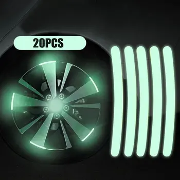 20Pcs Roda de Carro do Adesivo Refletivo Faixa Luminosa de Segurança de Condução da Noite de Multi-cor Universal Faixa Luminosa Mudança da Cor do Filme
