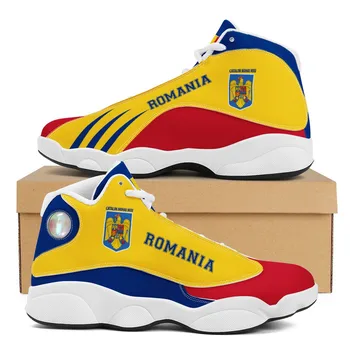 Roménia Impressão Bandeira de Tênis de Basquete de Impressão sob Demanda Personalizado Patriótica POD de Tênis de Esporte Sapato Adolescentes Presentes Personalizados Dropshipping