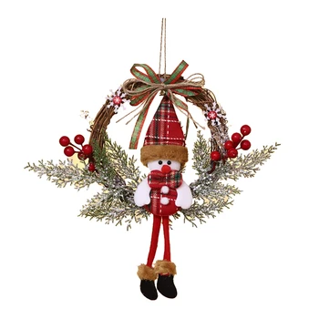 Artificial Guirlanda de Natal para a Porta da Frente de Parede, Janela casa de Fazenda, Decoração do Boneco de neve(Pequeno)