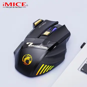 IMICE7 GW-X7 2.4 G sem Fio Mute Mouse 3200 DPI Colorido Luz de pulsação em Jogo do Rato Recarregável 7 Teclas de Ratos Para o Portátil da área de Trabalho