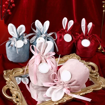 6PCS de Páscoa de Veludo de Presente Sacos para Embalagem de Dia de são Valentim Chocolate Sacos dos Doces Para o Casamento, Presente de Natal Veludos Organizador de Jóias