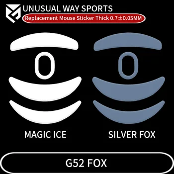 UnusualWaySports Mouse Pé Adesivo Pés Mocaa G52fox Superfície Convexa PTFE Anti Colapso Magia Ice Silver Fox