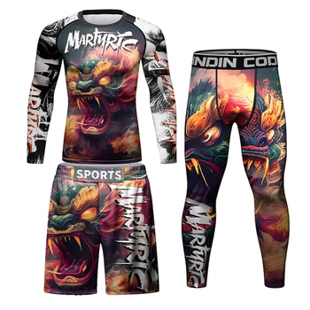 MMA nova T-shirt+Calça Conjunto de MMA Rashguard Para os Homens de Boxe, Muay Thai, MMA Shorts de Kickboxing Camisas de Boxeo Jiu Jitsu Jiu-jitsu Gi T-shirts