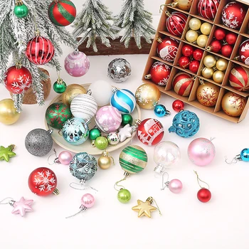 42PCS/caixa de Natal, Bolas Decorativas Pintadas Bola de Presente Caixa de Árvore de Natal Pingente Pendurado de Enfeites para Decoração de Natal