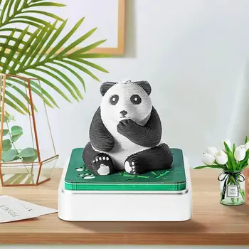 Cute Mini Panorâmica Mão-vinculado Panda 3D Papel de Escultura Arte Artesanato Aroma bloco de notas o bloco de notas 2024 Calendário Notas Caneta Titular
