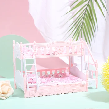 1Set Casa de bonecas em Miniatura Simulação Europeia Princesa Cama de Casal Boneca Móveis de Brinquedos