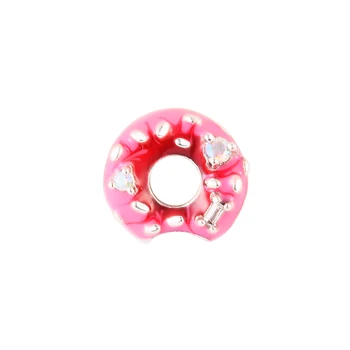 CKK cor-de-Rosa Donut Charme Ajuste Pulseiras Pandora Real de Prata 925 Mulheres DIY Miçangas para Fazer Jóias