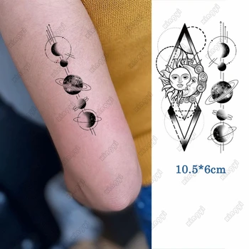 Impermeável da Etiqueta Temporária Tatuagem Sorriso de Sol do Bebê Flash Tatoo Stereogram Planeta Braço de Pulso Falso Tatto para a Arte Corporal Mulheres Homens