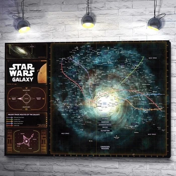 Disney Filme De Ficção Científica Cartazes E Estampas Para A Sala De Galáxia De Star Wars Mapa Tela De Pintura De Parede De Arte De Decoração De Casa De Cuadros