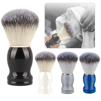 Barba Barbear Escova de Maquiagem Pincéis 1pcs cabo de Madeira com Cerdas Salão de cabeleireiro, Barbeiro Sabão de Espuma de Barbear Homens Limpeza Facial Ferramenta de Barbeiro