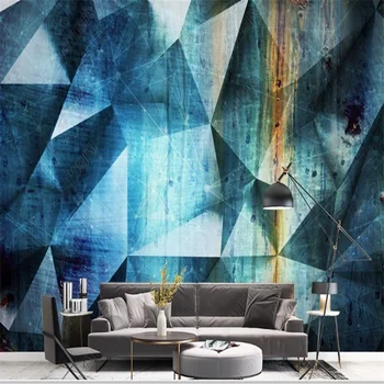 Nordic Minimalista Azul Geométricas Abstratas de papel de Parede para TV da Sala de estar de plano de Fundo papel de Parede Decoração da Casa Murais Papel De Parede