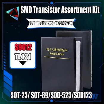 SOT-23 SMA 75 Valores SOT89 de SMT SMD NPN PNP SOD 4148 5551 2222 TL431 BC807 BC817 B772 do Transistor E do Diodo Variedade Kit do LIVRO