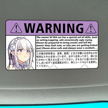 JDM Adesivo de Carro Condução Segura Advertência dos desenhos animados Etiqueta da Menina Anime Decalques Impermeável Tuning Auto Acessórios Adesivos De pára-Choques