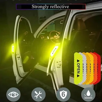 4Pcs/muito Reflexivo Porta do Carro Autocolante de Segurança de Abertura de Aviso de Fita reflectora Decalque Auto Acessórios Exterior Interior do Refletor