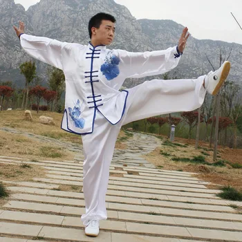 Homens de Tai Chi, artes marciais de kung Fu uniformes Chinês tradicional camisola de seda leite calças de Wushu meditação roupa conjunto