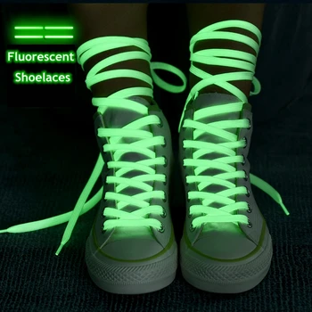 100cm Luminosa Cadarços Televisão Tênis de Lona Cordões de sapatos de Brilho Na Noite Escura de Cor Fluorescente Atacador 1pair