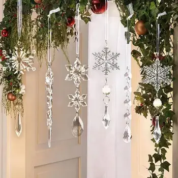 10pc Decoração de Natal Pingentes de Natal Simulação de Gelo Árvore de Natal Pendurando Claro Falso Icicle de Inverno Festa de Ano Novo Navidad