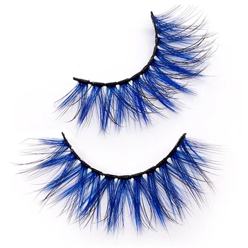 1 par/caso Cílios Azul Ombre Cor Fino Suave Colorido Dramático com Cílios Maquiagem Natural Falso Cílios